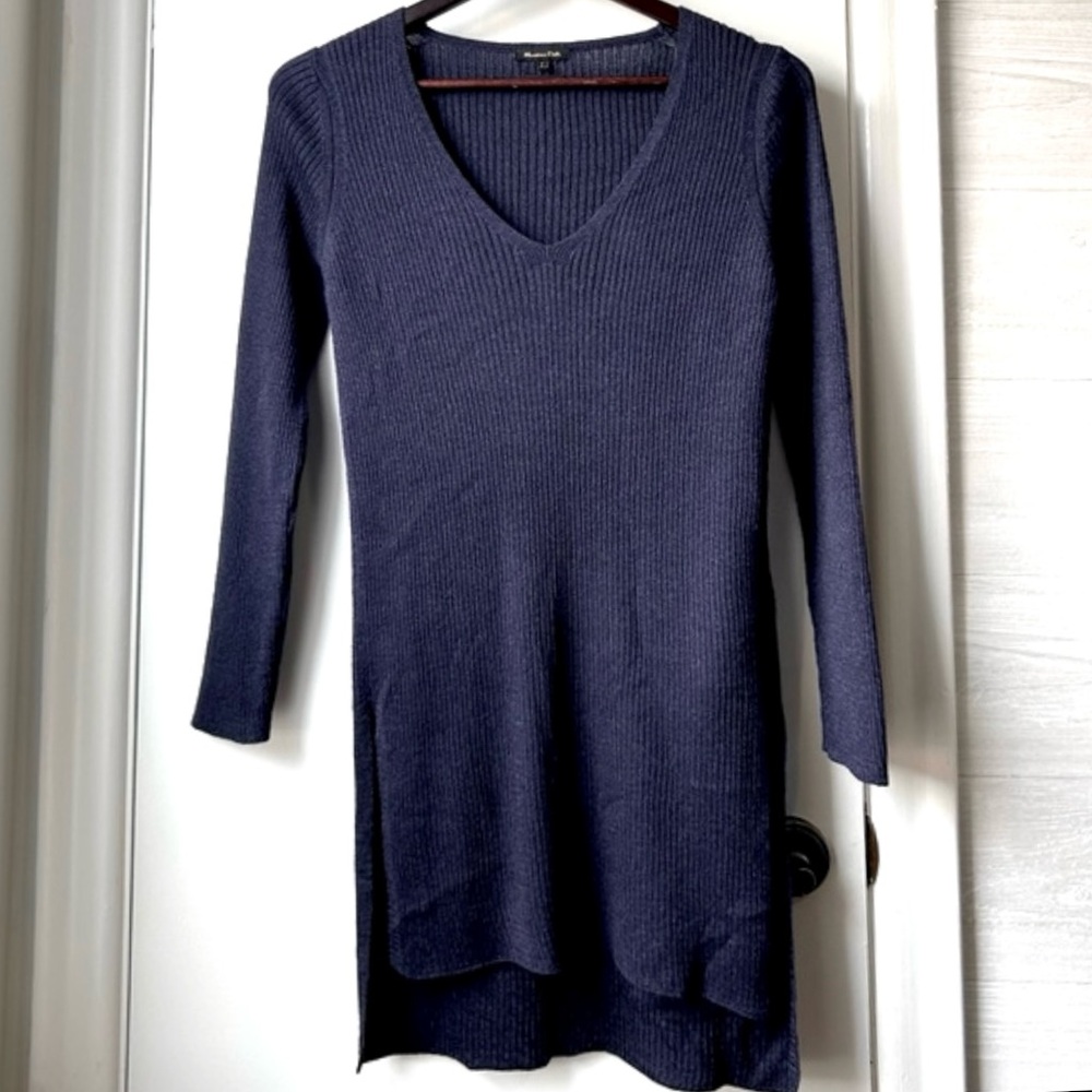 New Massimo Dutti Wool Blend Knit Tunic Navy